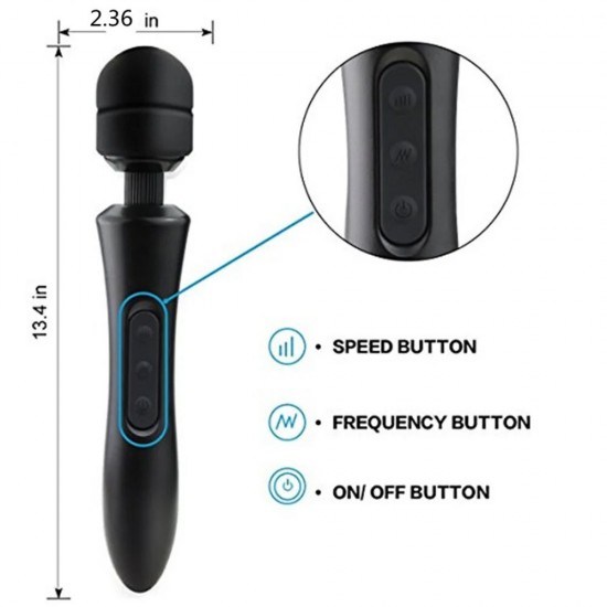 Magic Wand Double Massager Black Şarjlı Masaj Wand Vibratör