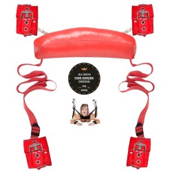 The Fetish Organic Leather Master Position Cuffs Fetiş Pozisyon Seti-Kırmızı