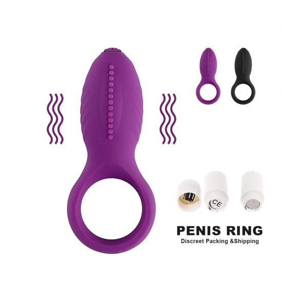 Man Nuo Vibrating Cock Ring Titreşimli Klitoral Penis Halkası-Purple