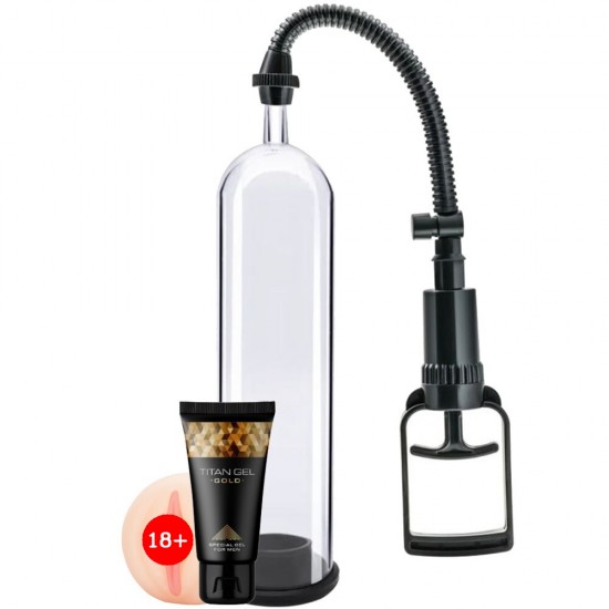 Men's Penis Pump Small Titan Jel ve Vajina Başlıklı Penis Pompası