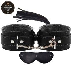 Fetish Fantasy Series Cuffs Black Hakiki Deri Fetiş Pozisyon Kelepçe Seti