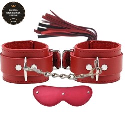 Fetish Fantasy Series Cuffs Red Hakiki Deri Fetiş Pozisyon Kelepçe Seti