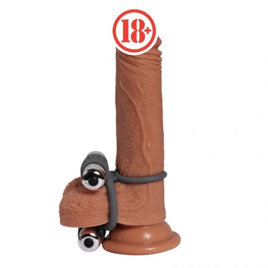 Shequ Double Bullet Çift Uyarıcılı Titreşimli Penis Halkası SQ-ML10006