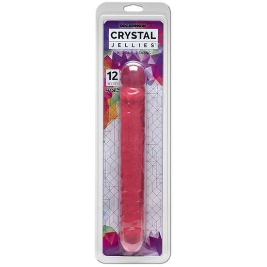 Doc Johnson Crystal Jellies Jr. Double Dong Dildo Pink Jel Doku 30 cm Penis