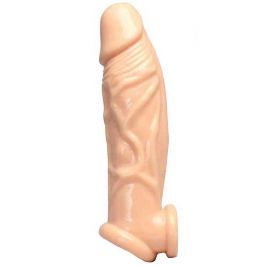 Softy Enlarger Penis Sleeve Gerçek Doku Testik Destekli Penis Kılıfı