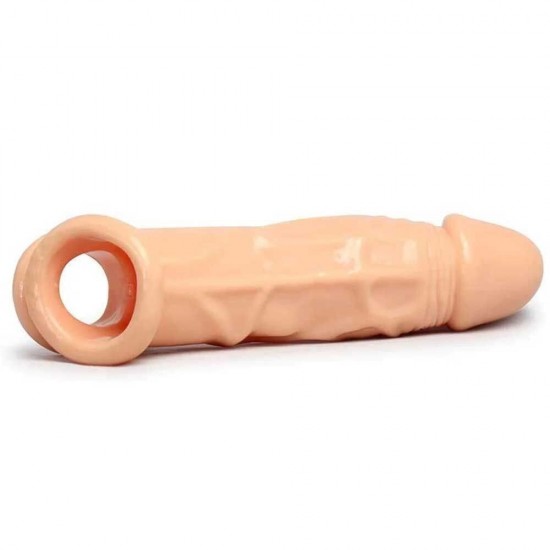 Softy Enlarger Penis Sleeve Gerçek Doku Testik Destekli Penis Kılıfı