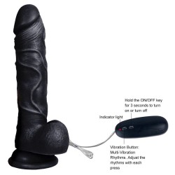 Dildo Series Beast Black 19 cm Titreşimli Realistik Penis XS-WBC10009-V