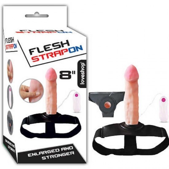 Flesh Strapon 20 cm İçi Boş Kemerli Realistik Penis