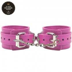 The Fetish Organic Leather Cuffs Hakiki Deri Fetiş Kelepçe-Pembe