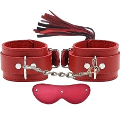 Fetish Fantasy Series Cuffs Red Deri Fetiş Pozisyon Kelepçe Seti