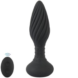 Anos Remote Controlled Butt Plug With Vibration Rotation Pearls Anal Vibratör