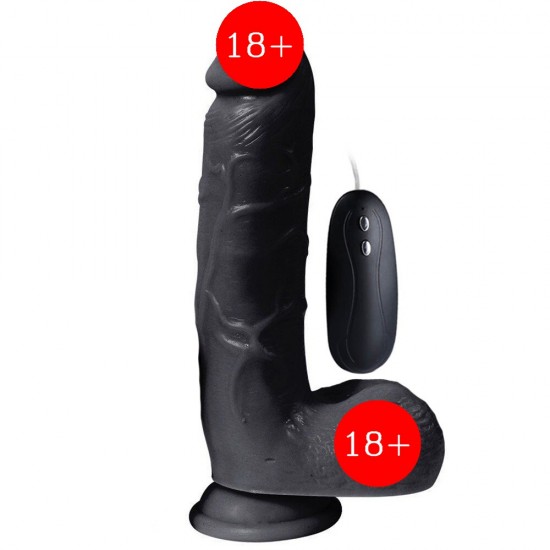 Xise Adam Ruber Vibrating Dildo Black 21 cm Titreşimli Realistik Penis XS-WBC10012-V