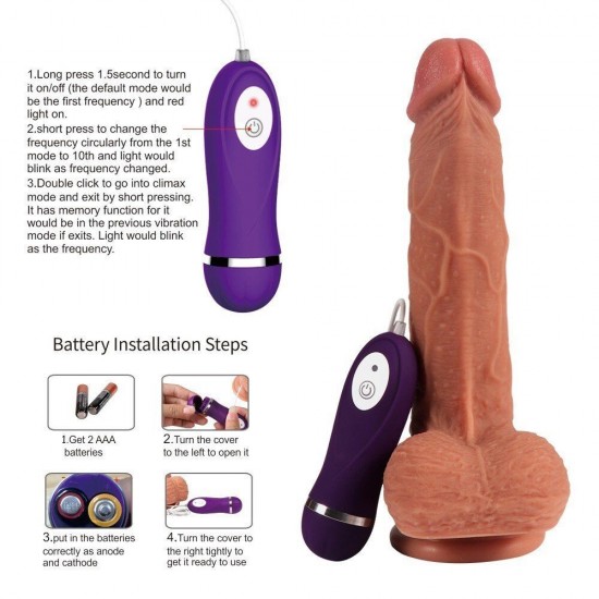 Dildo Series Little Dean 18 Cm Çift Katmanlı Titreşimli Realistik Penis  SQ-WBD10007S-V