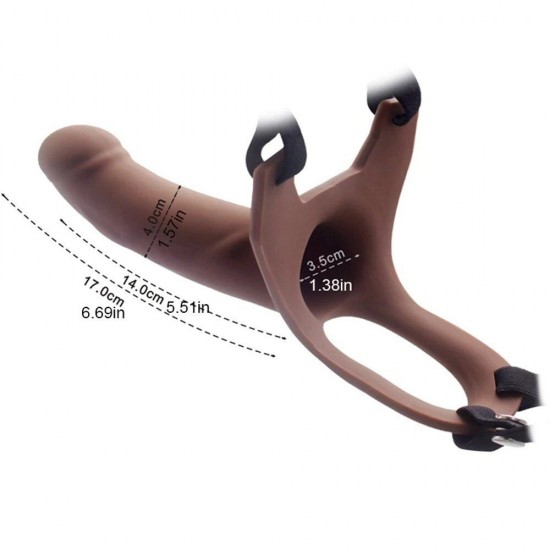 Aphrodisia Hollow Strap-On 17 cm İçi Boş Titreşimli Kemerli Penis-Melez