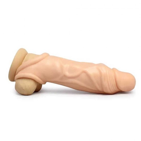 Softy Enlarger Penis Sleeve Gerçek Doku Testik Destekli Penis Kılıfı