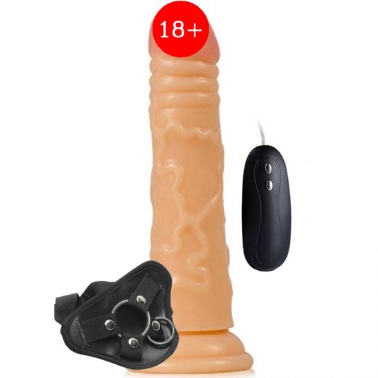 Shequ Glenn 16.5 cm Strapon Kemerli Titreşimli Realistik Penis