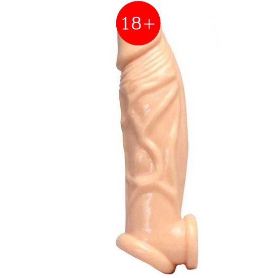 Softy Enlarger Penis Sleeve Gerçek Doku Testik Destekli Penis Kılıfı