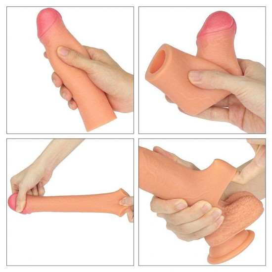 Lovetoy Nature Extender Penis Sleeve Platinum Silikon Gerçek Doku Eğik Penis Kılıfı LV4213