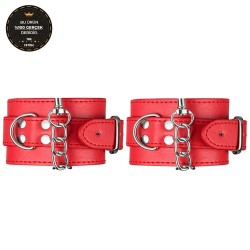 The Fetish Organic Leather Cuffs Hakiki Deri Fetiş Kelepçe Kırmızı